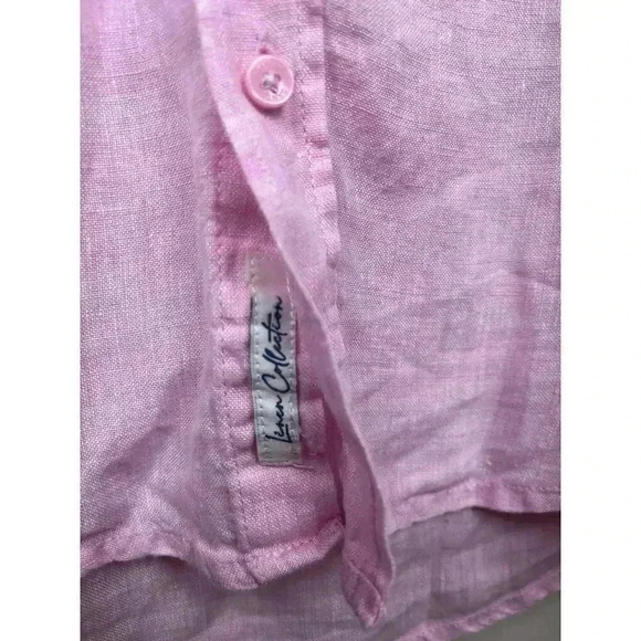 Santorini Pink Linen Button Up long Sleeve Shirt - size Small - Picture 4 of 4